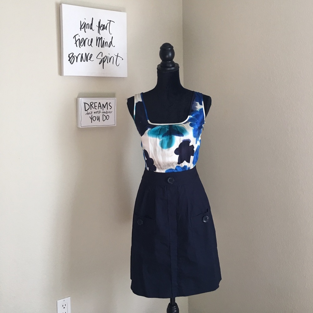 Anthro Tabitha Blue Silk and Cotton Dress