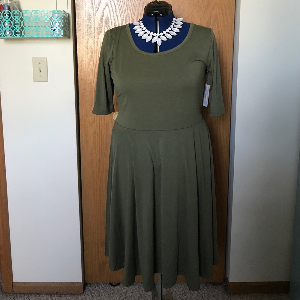 LuLaRoe 3XL Nicole Dress - Army Green