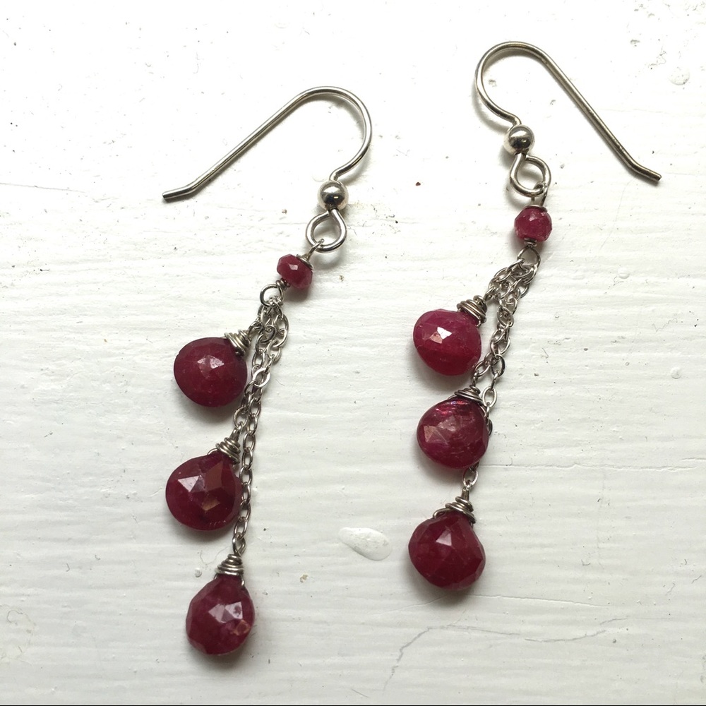 Natural Ruby Dangle Earrings