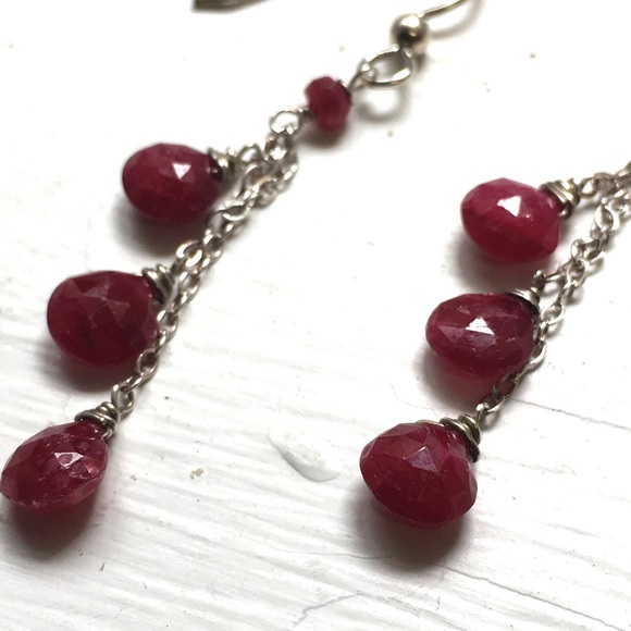Natural Ruby Dangle Earrings - Picture 4 of 8