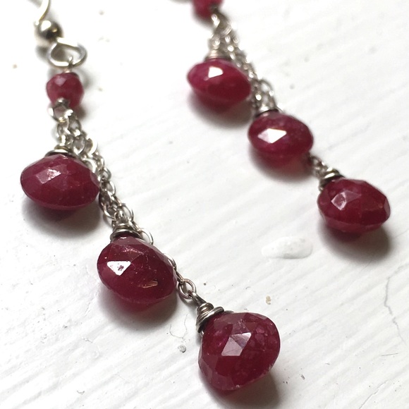 Natural Ruby Dangle Earrings - Picture 5 of 8
