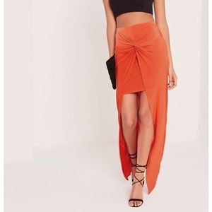 Missguided orange asymmetrical wrap skirt