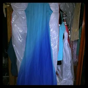 Ombre Sky Blue  Spaghetti Gown