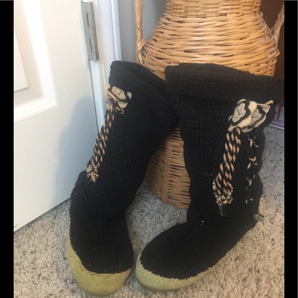 Susie Moon Black Knit Booties