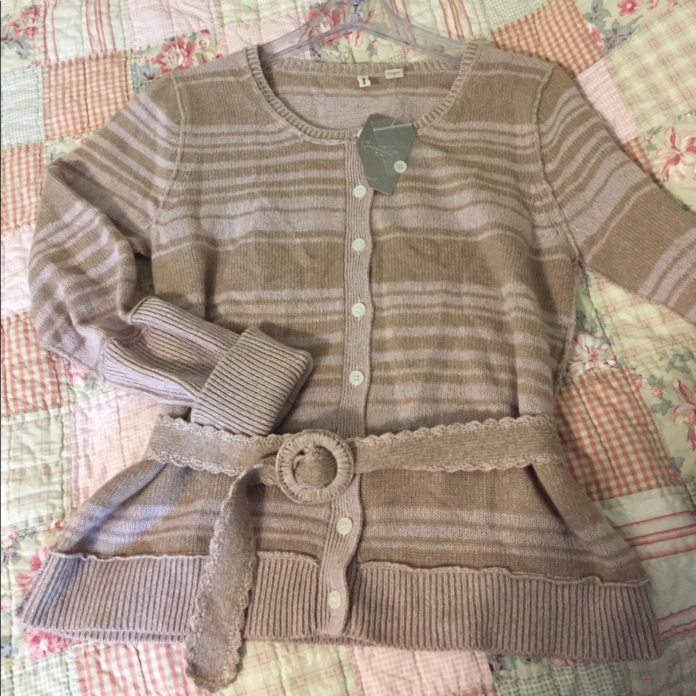 SOLD ANTHROPOLOGIE Moth Cashmere belted sweater L