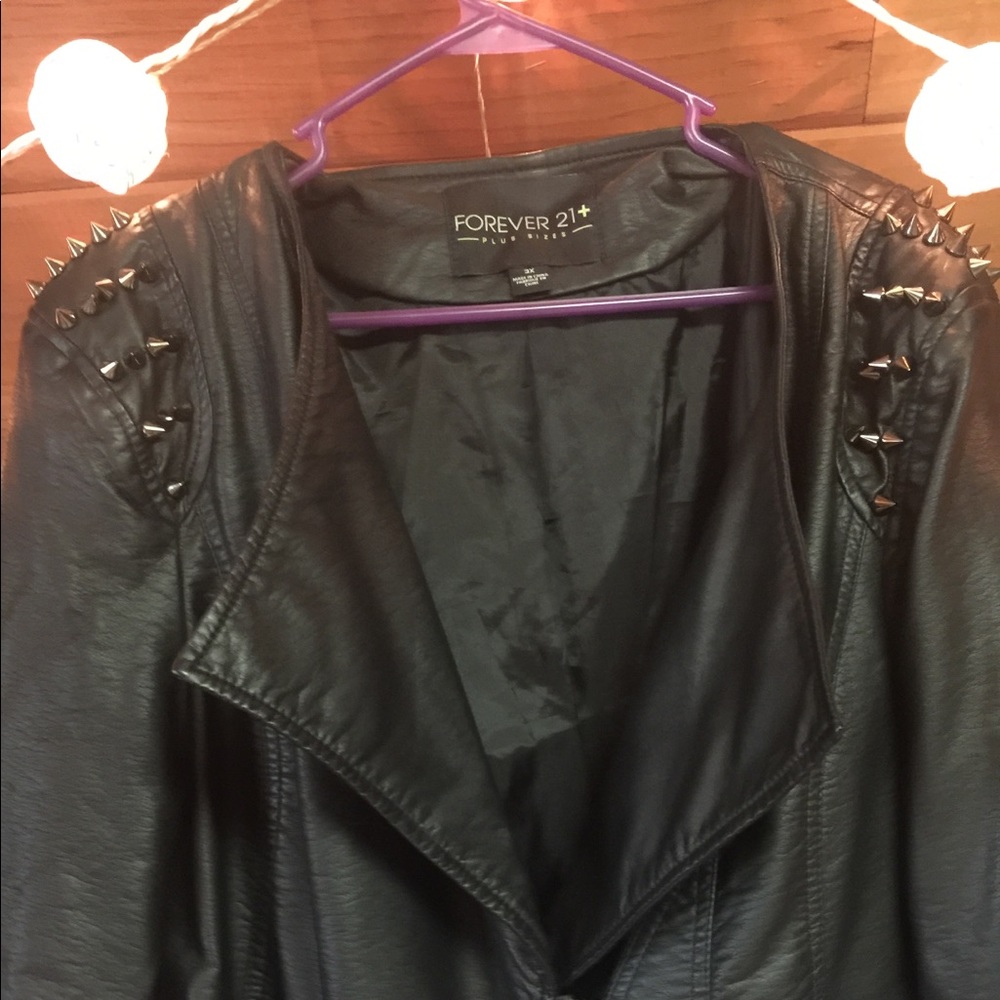 Forever 21 + plus faux leather studded moto