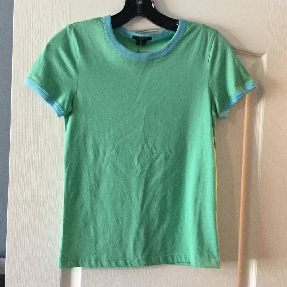 Theory short sleeve green and blue tee