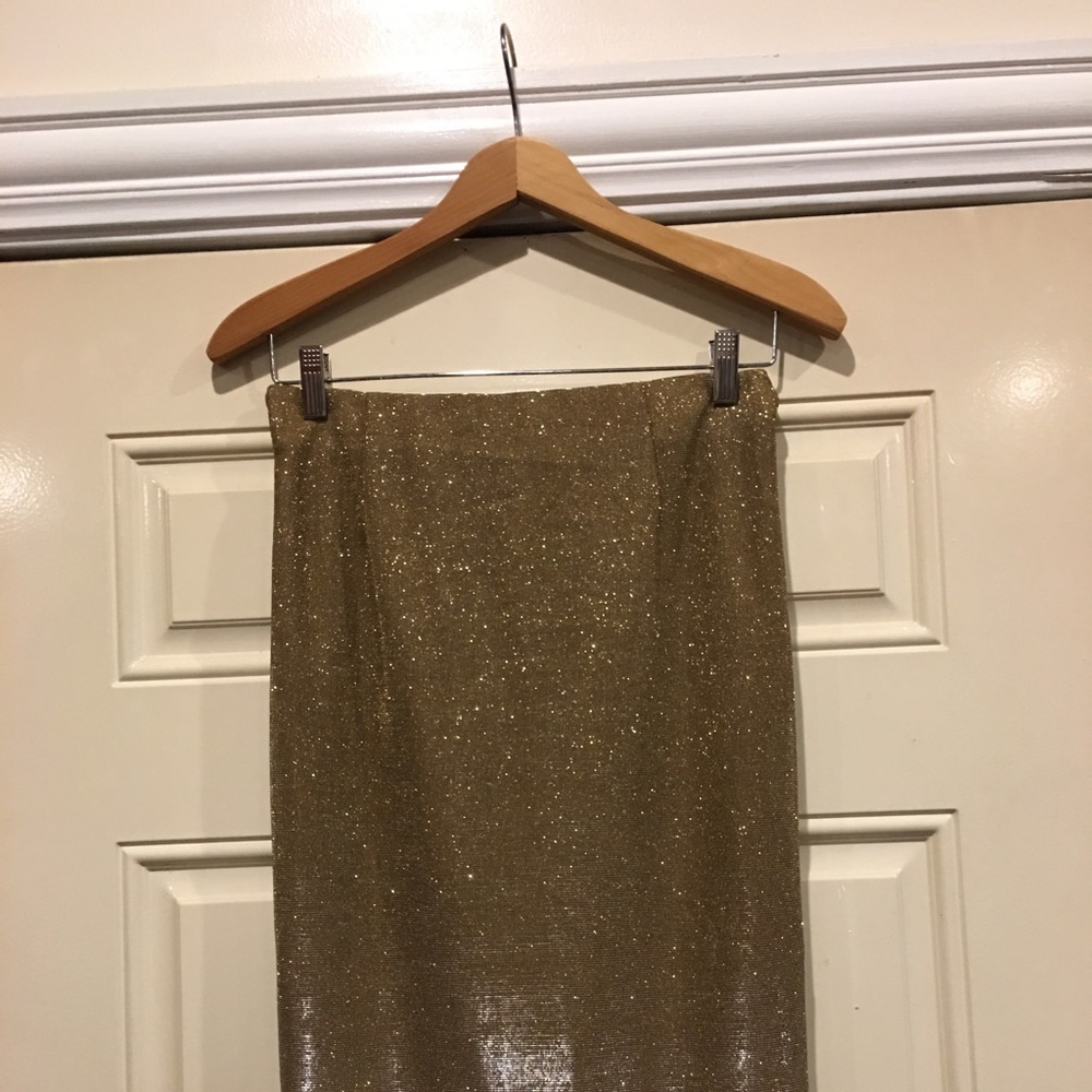 Akira Metallic Gold Pencil Skirt