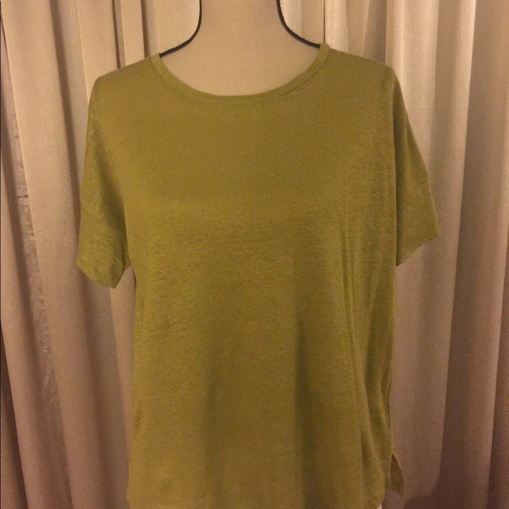 J Jill green knit linen top - loose fit; NWOT