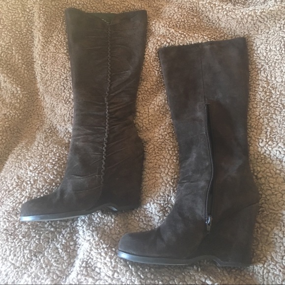 Excellent suede wedge comfy boots Real leather! - Picture 6 of 6