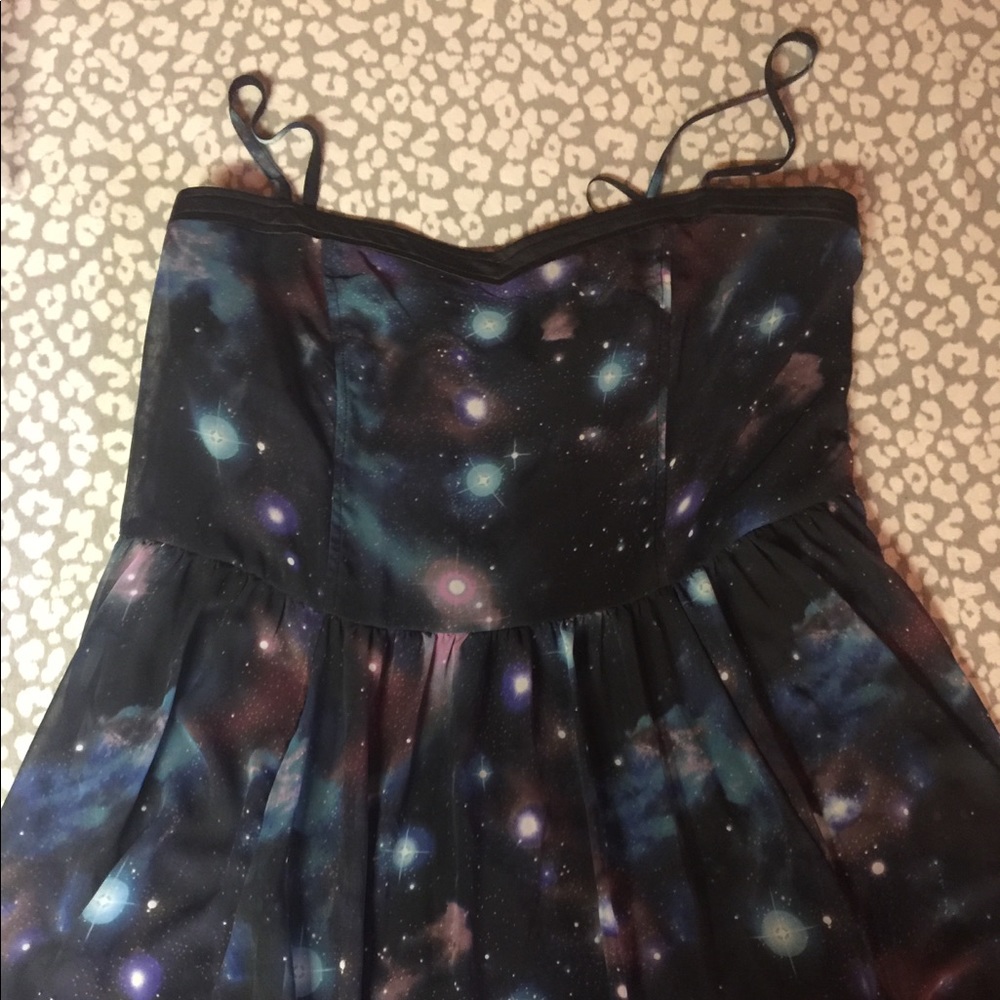 Forever 21 + plus galaxy print leather trim dress
