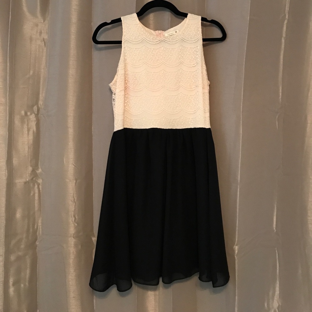 Pink Lace and Black Dress