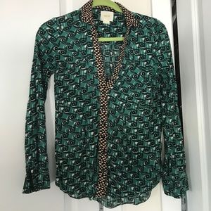 Maeve Geometric Patterned Button Blouse Sz 0