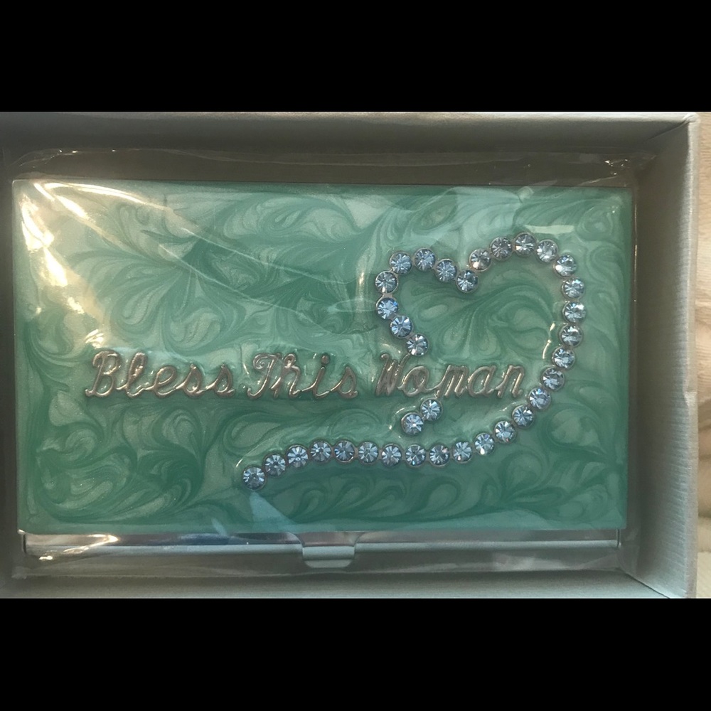 Enamel and Rhinestone Business Card Holder