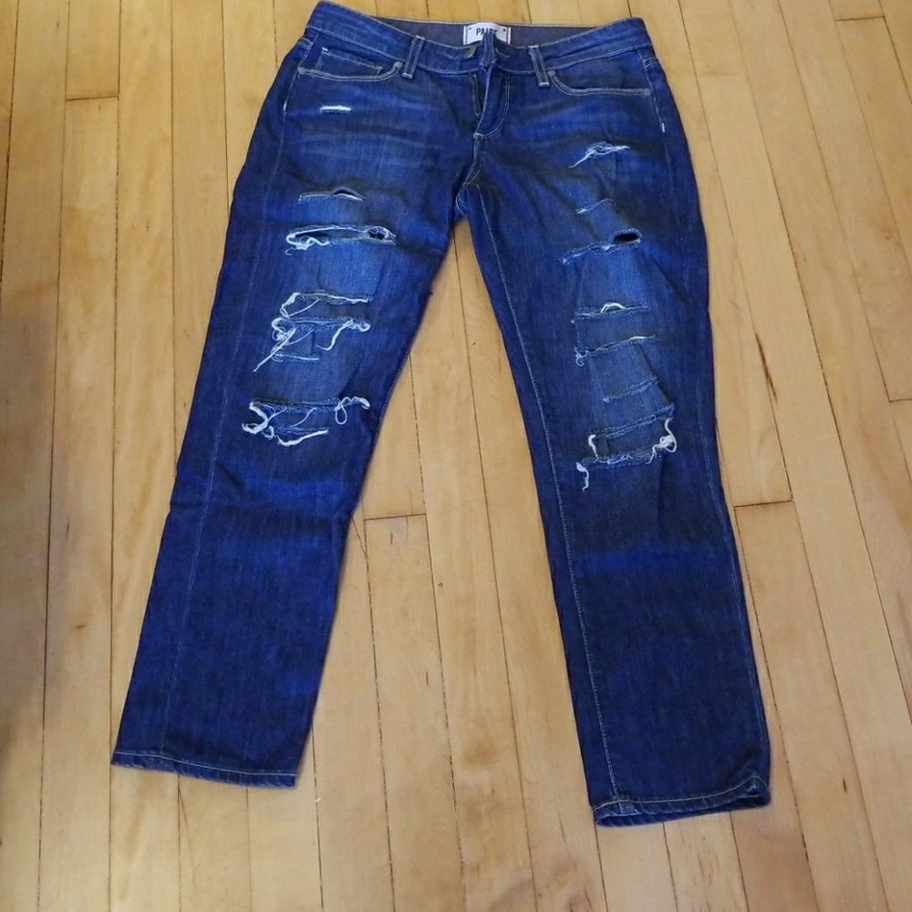 Paige jimmy jimmy boyfriend distressed crop jeans