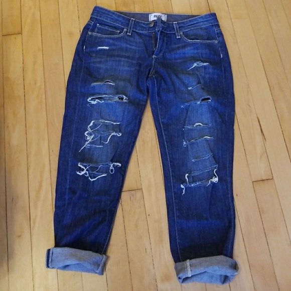 Paige jimmy jimmy boyfriend distressed crop jeans - Picture 2 of 7