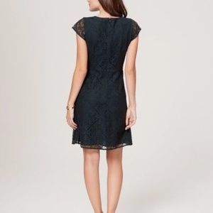 Ann Taylor Loft Dark Green Cap Sleeve Flared Dress