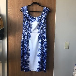 Blue and white Rose Floral Dress