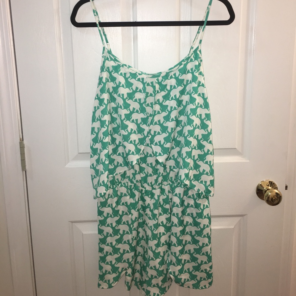 Elephant printed green Karlie romper!