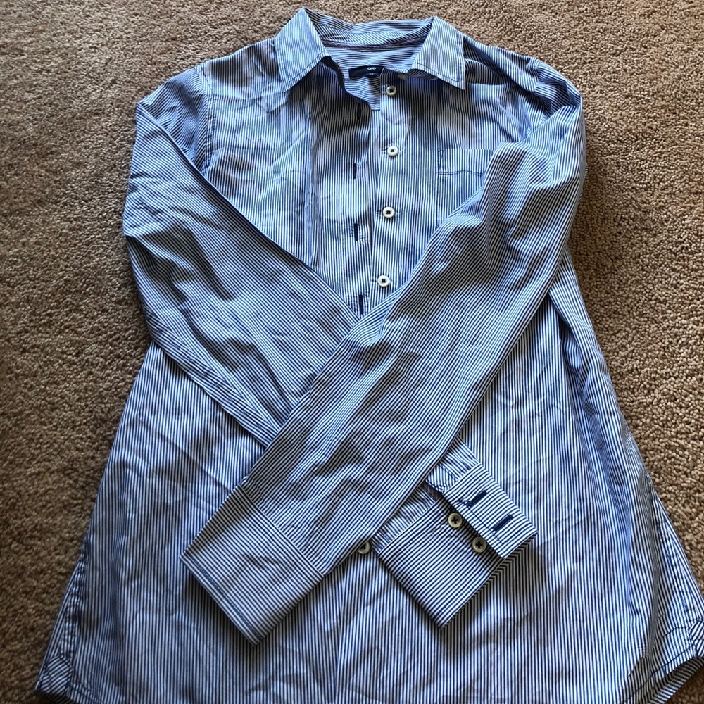 White and blue button down!