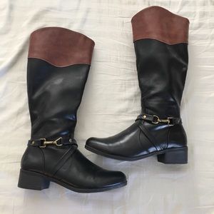 Tall brown and black boots