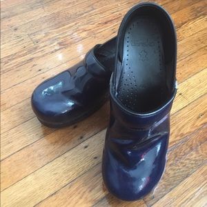 Navy Blue Patent Leather Dansko Clogs