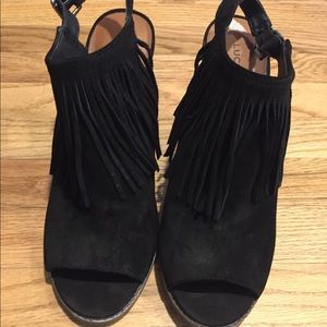Lucky brand booties shoes suede fringe size 9.5