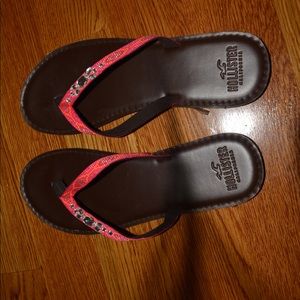 Pink and Orange Jeweled Flip Flops
