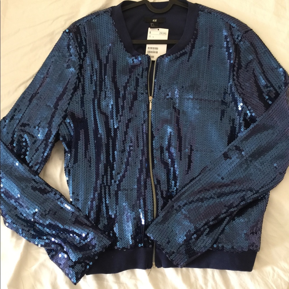 NWT H&M Sequin Bomber Jacket