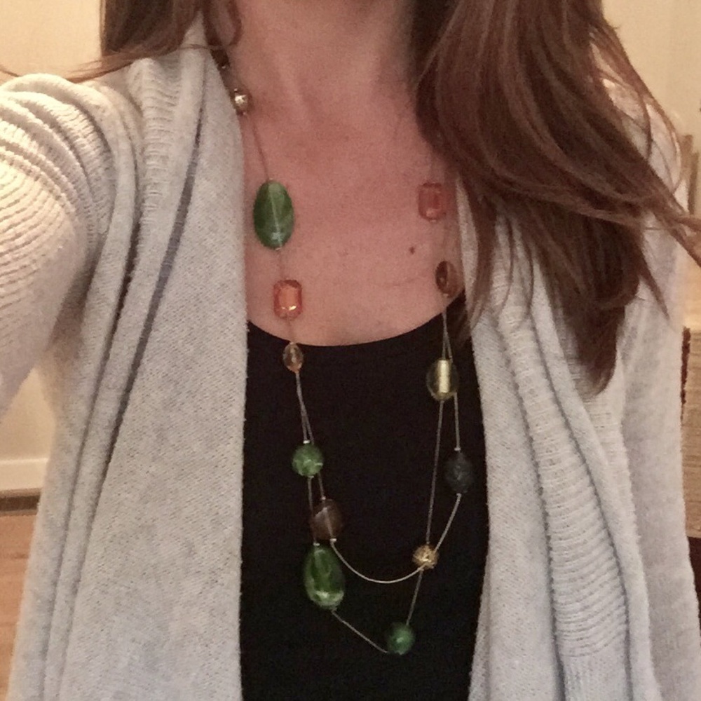 Long Layered Green Necklace