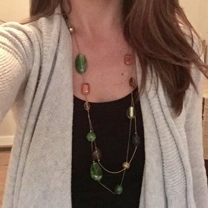 Long Layered Green Necklace
