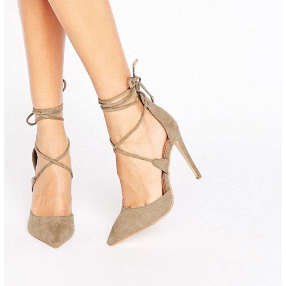 Public Desire Hailey Tie-Up Heels in Olive