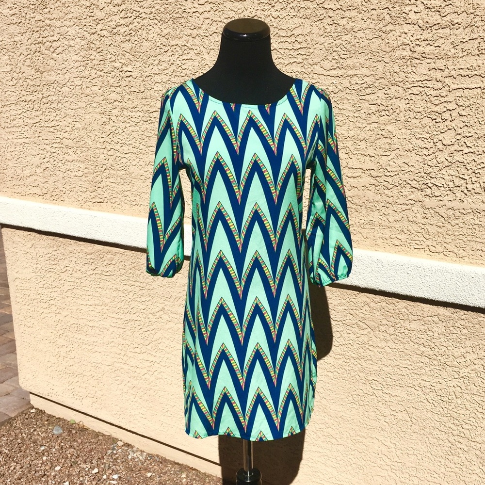 Candy Rose Geometric Sheath Dress 💚💙