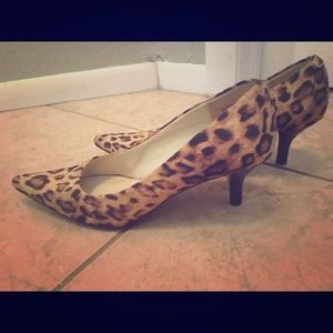 Leopard print kitten heels