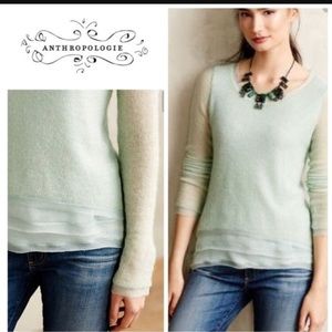 Anthropologie Layered Irina Mint Pullover