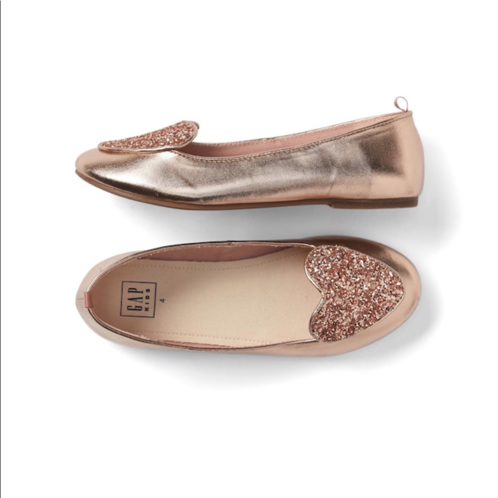Gap Rose Gold Sparkle Heart Ballet Flats