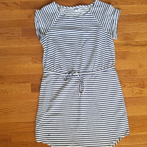 Navy & White Striped Casual Dress