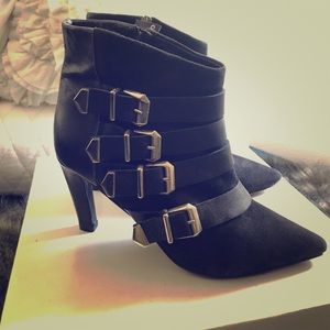 The Kooples leather & suede high heeled ankle boot