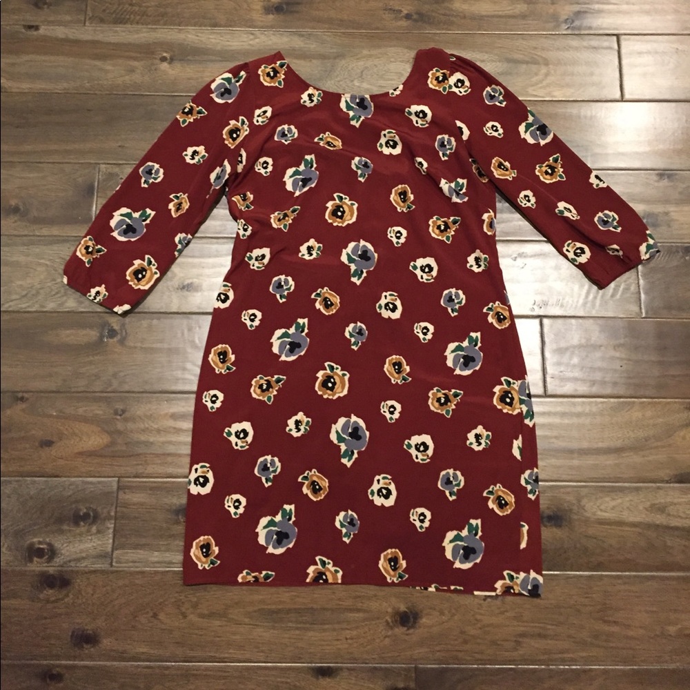Burgundy Floral Print Dress