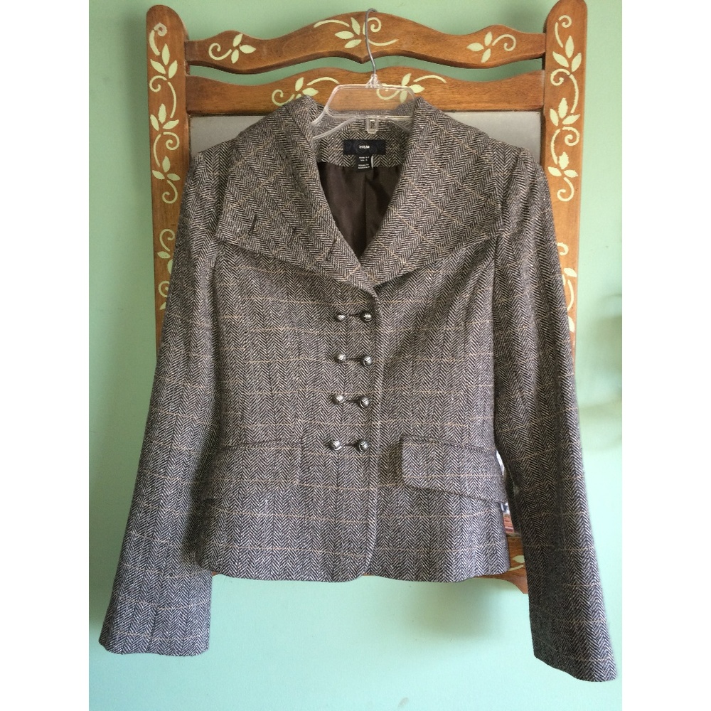 H&M Wool Blend Double Breasted Pea Coat Sz Eur 34