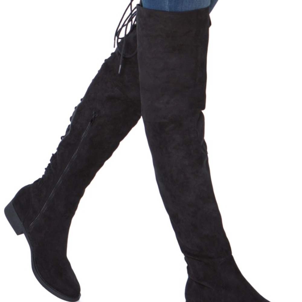 NWT Black Flat Over Th Knee Boot