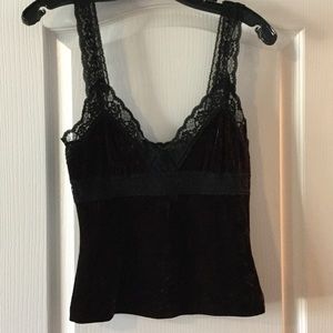 Velvet and lace tank top
