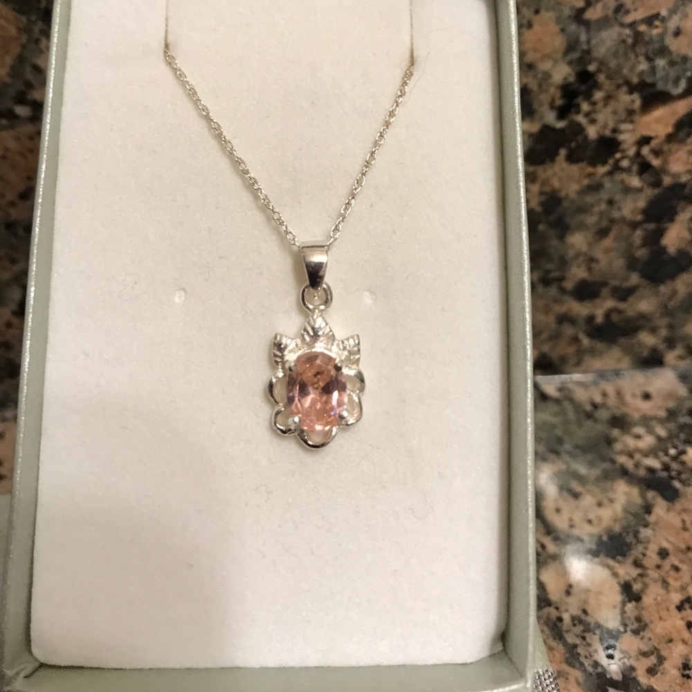 STERLING SILVER PINK ICE PENDANT NIB