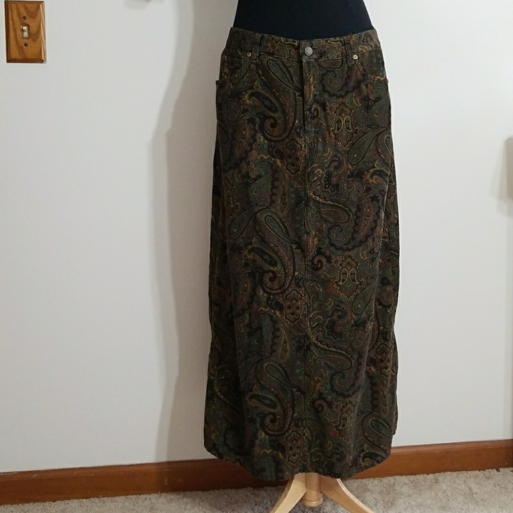 Chadwicks Size 14 Corduroy Paisley Skirt
