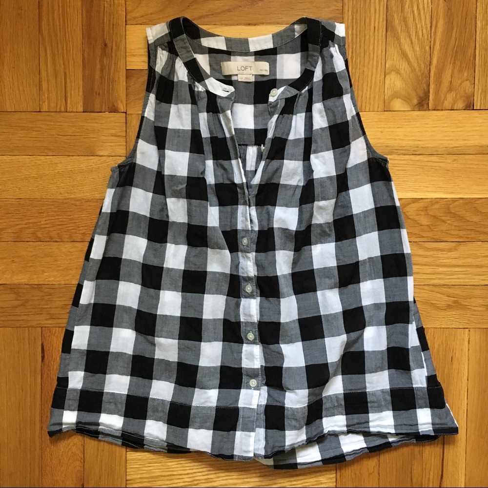 LOFT Sleeveless Gingham Tunic