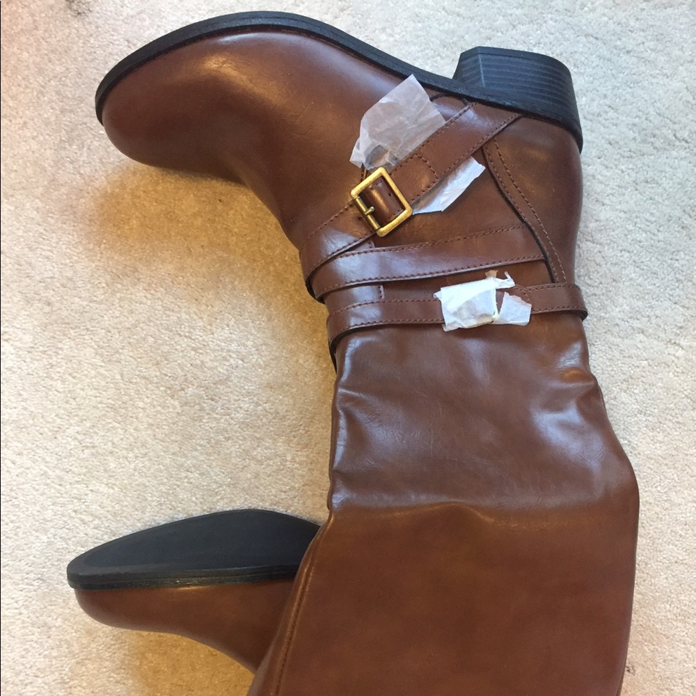 Light brown leather tall boots