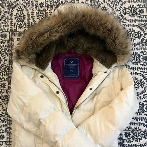 White American Eagle Fur Hood Coat