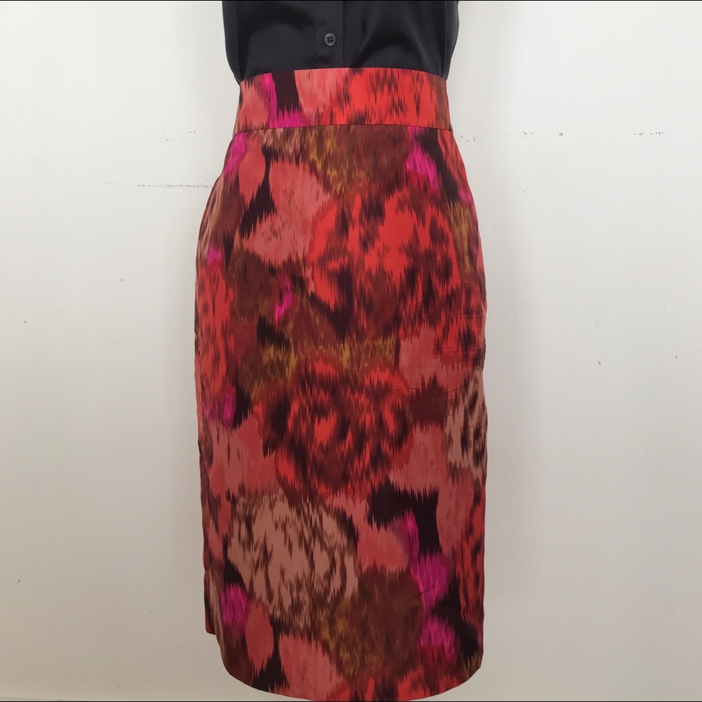 Floral print silk skirt