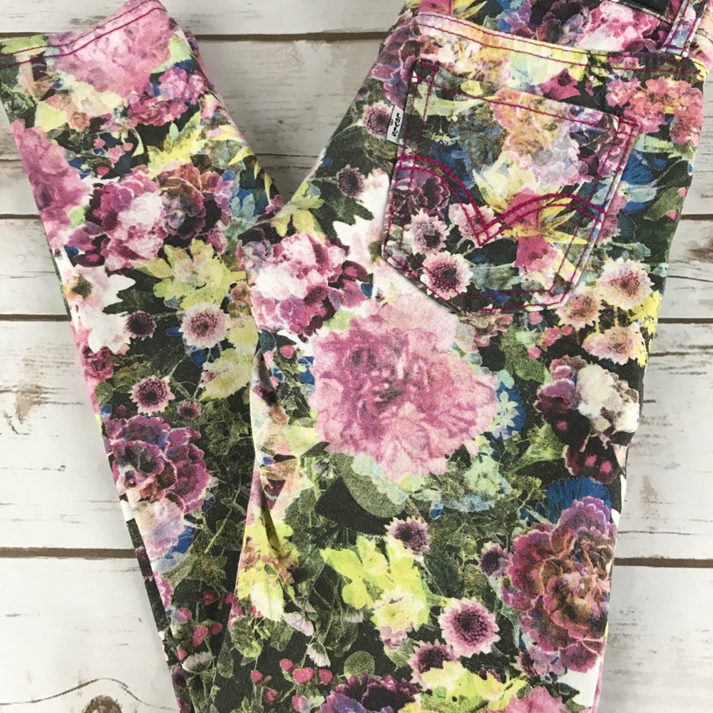 Levi Floral Print Skinny Jeans girls size 8