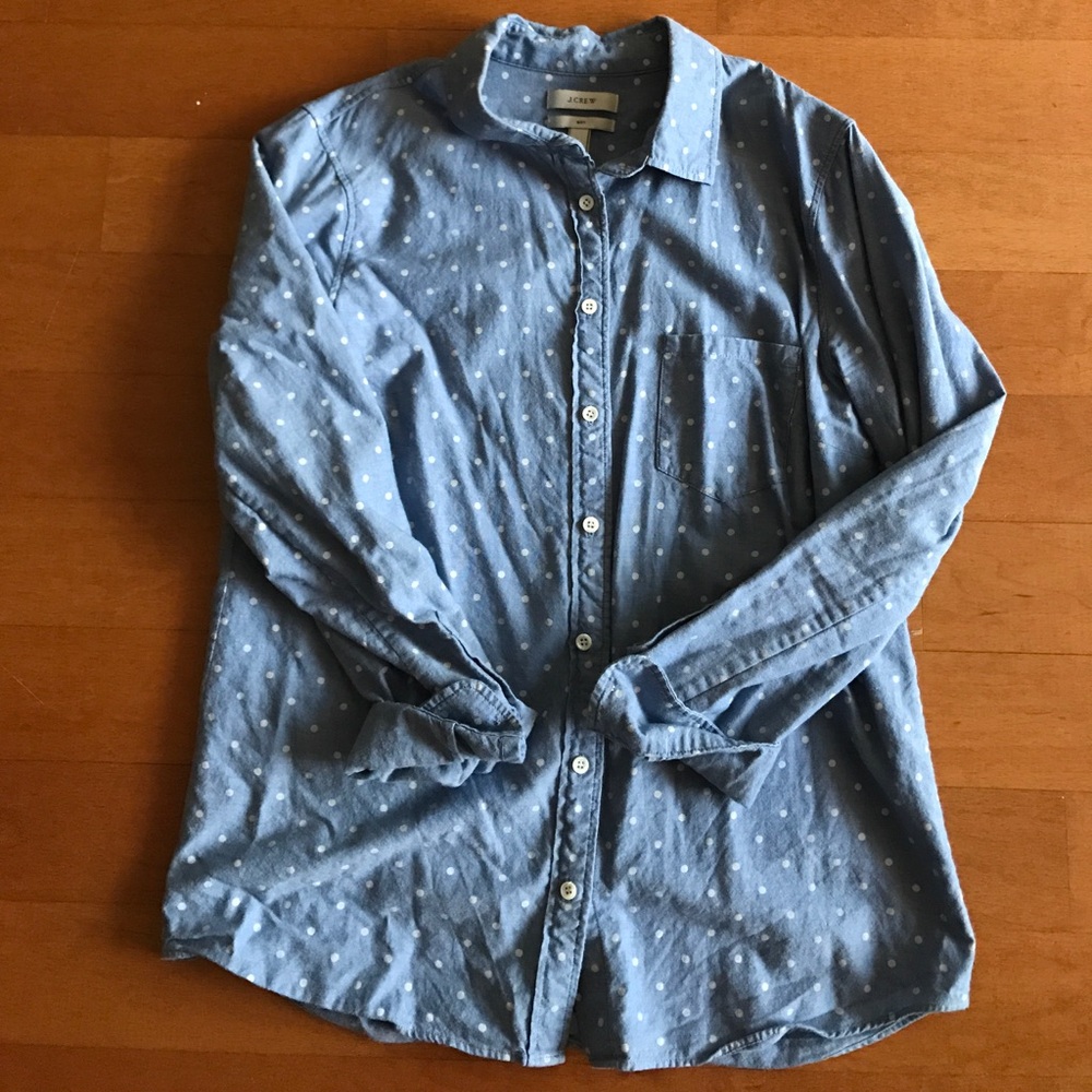 Jcrew polka dot chambray top